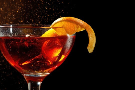 Charming Martinez Cocktail: A Classic Gin Beverage on a Stylish Bar Background