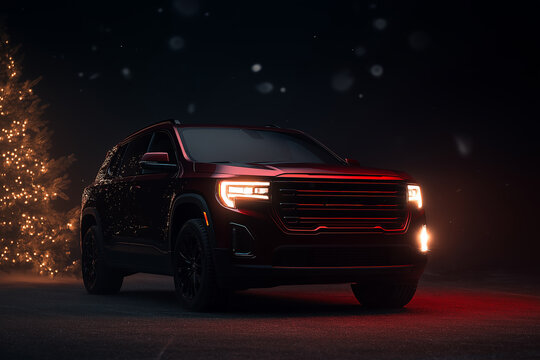 Holiday Red SUV luxury studio shot