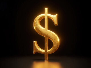 Golden dollar sign gleams against a dark background, representing financial success, luxury, and the power of global currency.