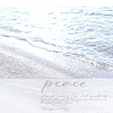 Animated PEACE w/ Bible vs. Philippians 4:7 kjv "And the peace of God, which passeth all understanding, shall keep your hearts and minds . . . w/Video of Lake Water Coming to Shore at Sandy Shoreline