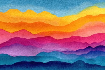 Abstract watercolor layers in vibrant rainbow hues create a stunning visual experience, showcasing overlapping textures and colors in a harmonious composition