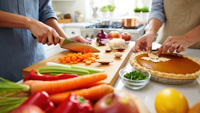 Home Cooking Fresh Vegetables Baking Pumpkin Pie