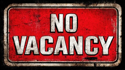 Fototapeta premium Vintage No Vacancy Sign: Aged Insignia Featuring Classic Advert Design for Business Use