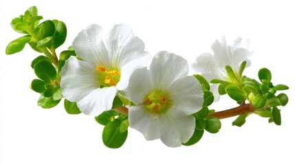 Isolated Bacopa Speciosa: A Summer and Spring Flower with White Blooms and Lush Green Foliage in a Studio Setting