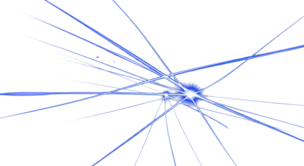 Moving fast blue laser light beams isolated on black background. Abstract light effect. clean png