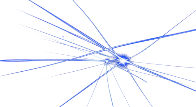 Moving fast blue laser light beams isolated on black background. Abstract light effect. clean png