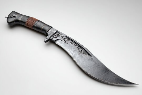 Gurkha Kukri: 3D Render of a Sharp Nepalese Blade with Intricate Handle Design