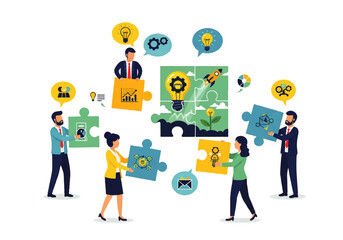 business people with social network icons