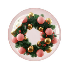 PNG Christmas wreath decoration ornament greenery.
