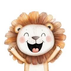 Watercolor Happy Baby Lion, Jungle Animal Art, Cute Smiling Lion Cub for Nursery Decor