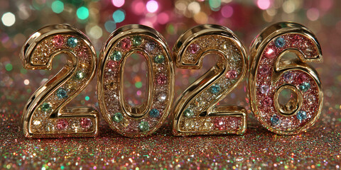 2026 figures made of precious stones and gold