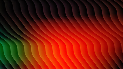 Abstract Wavy Lines Background with Vibrant Gradient Colors from Green to Red and Dark Undertones for Modern Design Projects