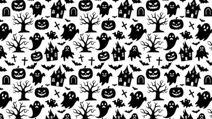 seamless halloween pattern, scary pattern, illustration, horror art