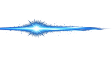PNG glowing horizontal blue light beam with radiant lens flare and shine. Futuristic energy line flash with shimmer speed and neon highlight clean png