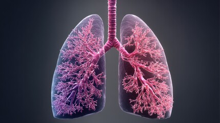 Human lungs with bronchioles and alveoli for respiratory system concept