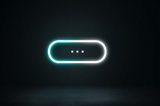 Neon loading bar with glowing dots on dark background