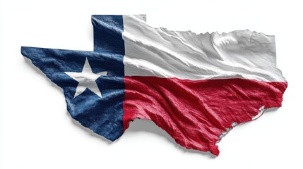 Texas state map with the texas flag colors, isolated on white background