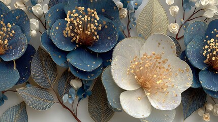 Artistic embossed floral decorative wallpaper high resolution picture