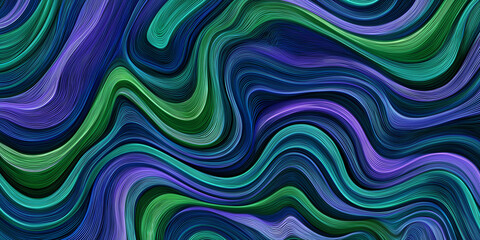 Obraz premium Abstract twisted wavy design in deep blue, green, and purple hues with fluid artistic motion 