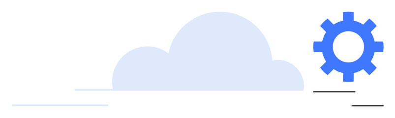 Cloud and gear signifying cloud technology, automation, and data processing. Ideal for technology, software development, data, automation, innovation, integration simple flat metaphor