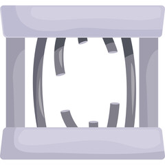 Abstract Gray Structure with Curved Elements in a Minimalist Design Against a Transparent Background