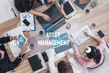 Asset management system showing investment planning, financial goal tracking, ROI analysis, and...