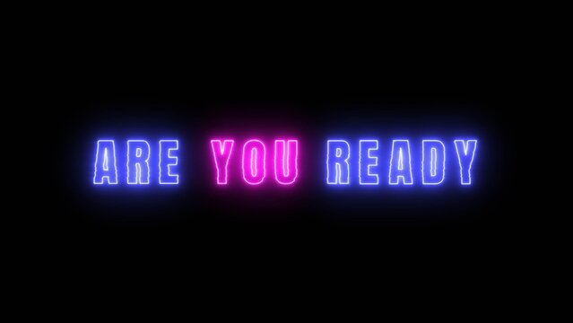 Get ready for the show with vibrant neon lights announcing the big moment with electric blue and pink boldness on a black background