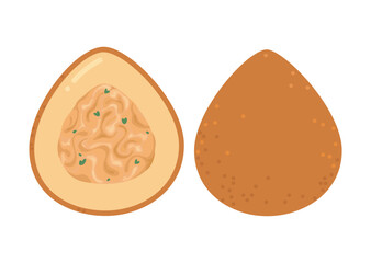 Brazilian coxinha cartoon vector chicken croquette street food illustration
