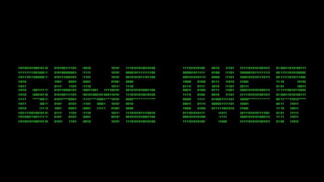 video animation text game over designed with binary code numbers system, on a transparent background with alpha channel set to zero - Powered by Adobe