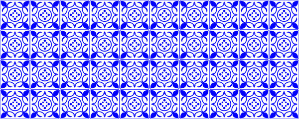 Seamless traditional Spanish tile pattern in blue and white