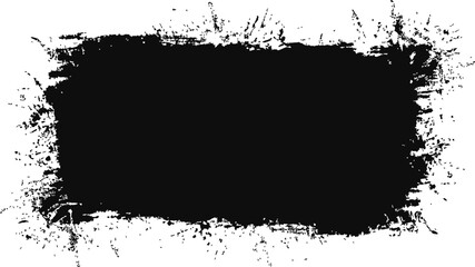 Fototapeta premium Black ink splatter sketch, hand drawn rectangle with rough grunge edges — stock vector