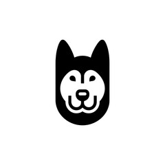 Minimalist Husky Dog Head Vector Logo Illustration