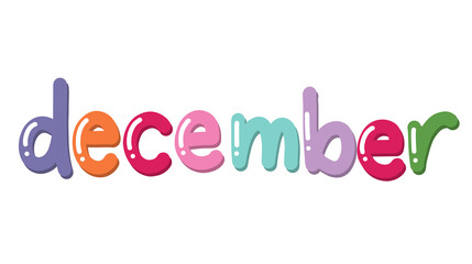 Colorful december word text art – month title cute hand lettering design 