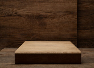 Wooden podium with texture and free space for product presentation