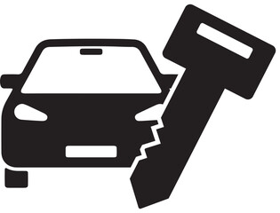 Car and key icon for rental or ownership concepts