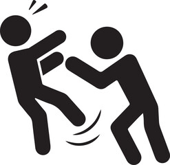 Pictogram of two people fighting and punching