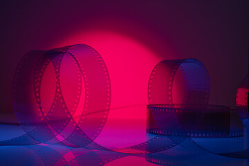 Cinema background with film for announcements, flyers, invitations