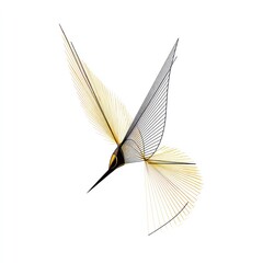 Abstract hummingbird illustration with geometric lines on white background