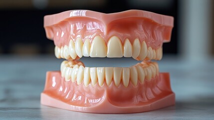 Fototapeta premium Dental Model: A Detailed Close-up of Artificial Teeth