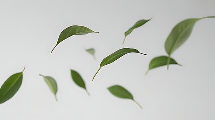 Vibrant green leaves captured mid-air in dynamic motion. Fresh, lively, and natural. Perfect for eco campaigns, health, or vibrant spring/summer marketing visuals.

