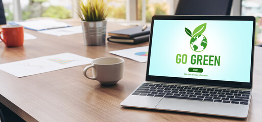 Fototapeta premium Green business transformation for modish corporate business to thank green marketing strategy