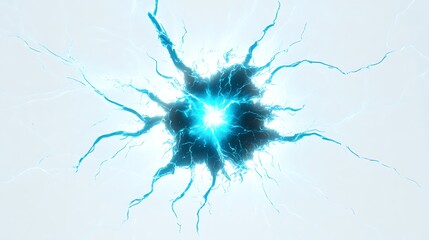 Abstract blue electric neural burst on white. Symbolizes brainpower, innovation, or digital energy. Perfect for tech, AI, science, or creative concept backgrounds.

