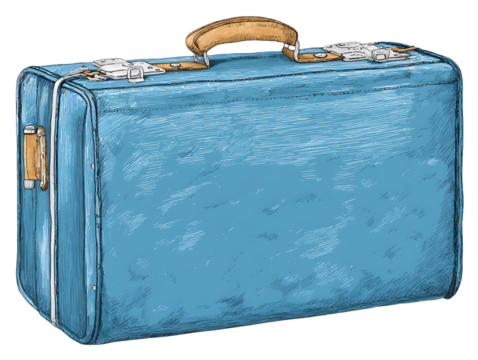 Vintage blue suitcase ready for exciting adventures, evoking nostalgia and wanderlust for memorable journeys and stylish travel.