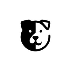 Playful Dog Face Vector Icon with Bold Half