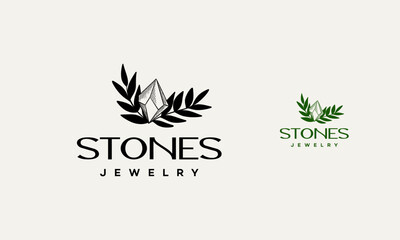 Hand drawn Gem Stones Jewelry Logo template, Hand drawn vector abstract stock flat graphic illustration with logo element