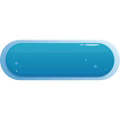 Blue Oval Shaped Button Interface Element With Transparent Background And Small Bubbles Floating Inside