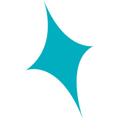 Fototapeta premium Abstract Teal Four Pointed Star Shape on a Transparent Background with Soft Curves and Elegant Design