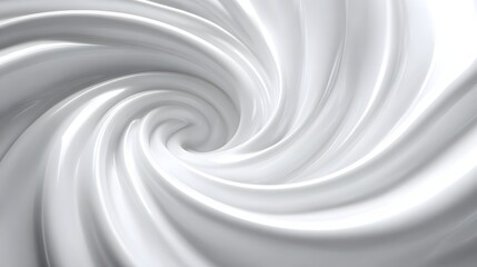 Swirling vortex pattern forms within glossy white fluid substance
