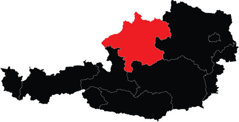  Vector Map of Upper Austria on Austria Silhouette Editable Map With Regions