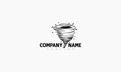 Hand-Drawn Tornado Logo with Company Name and Tagline
